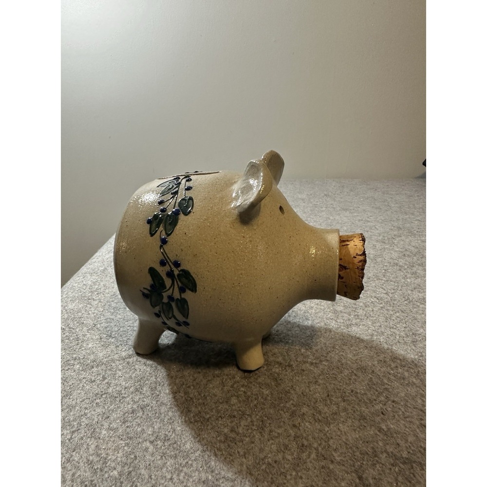 Salmon Falls Stoneware Piggy Bank Blueberry Vines 1998 VINTAGE Dover, NH